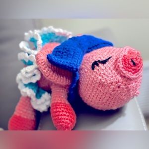 Bright handmade crocheted Penny Pig